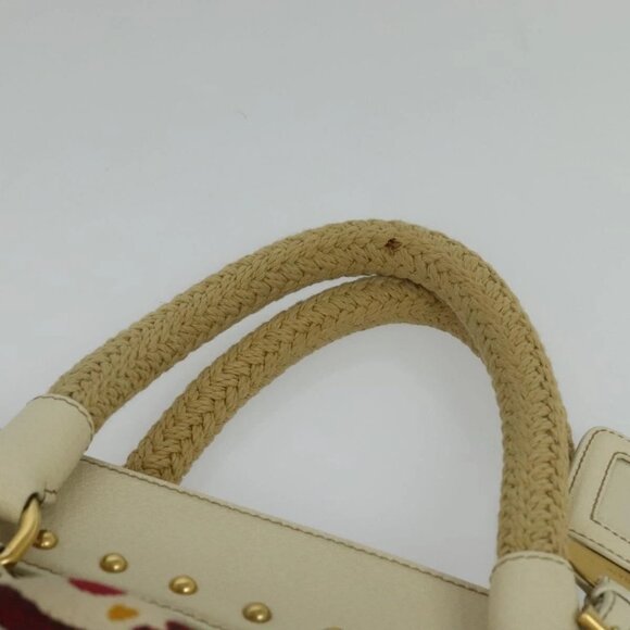 PRADA Hand Bag Canvas Beige Gold Auth - Picture 9 of 16